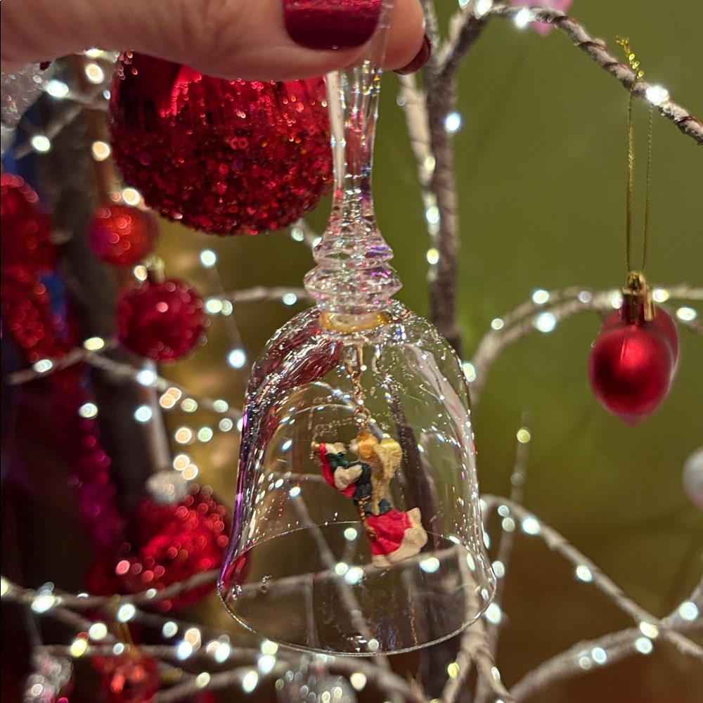 Vintage Elegant Dolfi Lead Crystal Bell with Hanging Ornament clapper — Italy